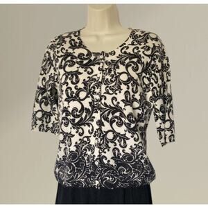100% Cashmere 2 Ply KENAR Cardigan Blouse Victorian Print Medium Evening Office
